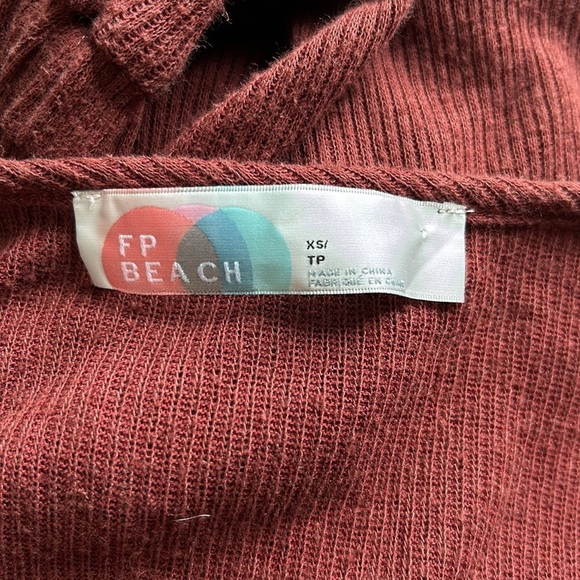 Free People Beach Womens Harper Tiered Mini Dress Burgundy Ruffled size XS - Picture 8 of 12